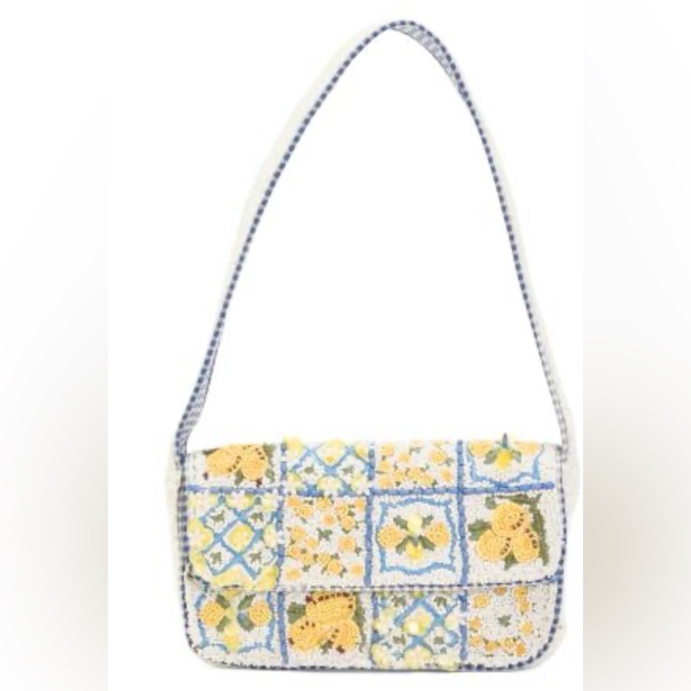 Beaded Patchwork Lemon Shoulder Bag - image 1